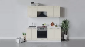 Кухонный гарнитур «Долорес» длиной 200 см со шкафом НБ (Белый/Крем)