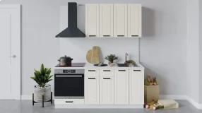 Кухонный гарнитур «Лорас» длиной 180 см со шкафом НБ (Белый/Холст брюле)